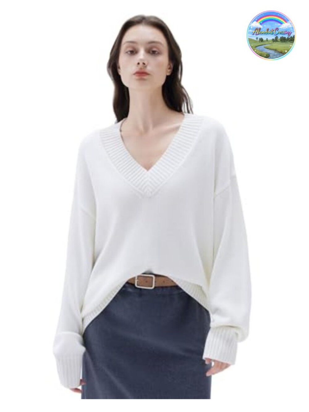 Cashmere Blend V Neck Oversized Long Sleeve Pullover Sweater